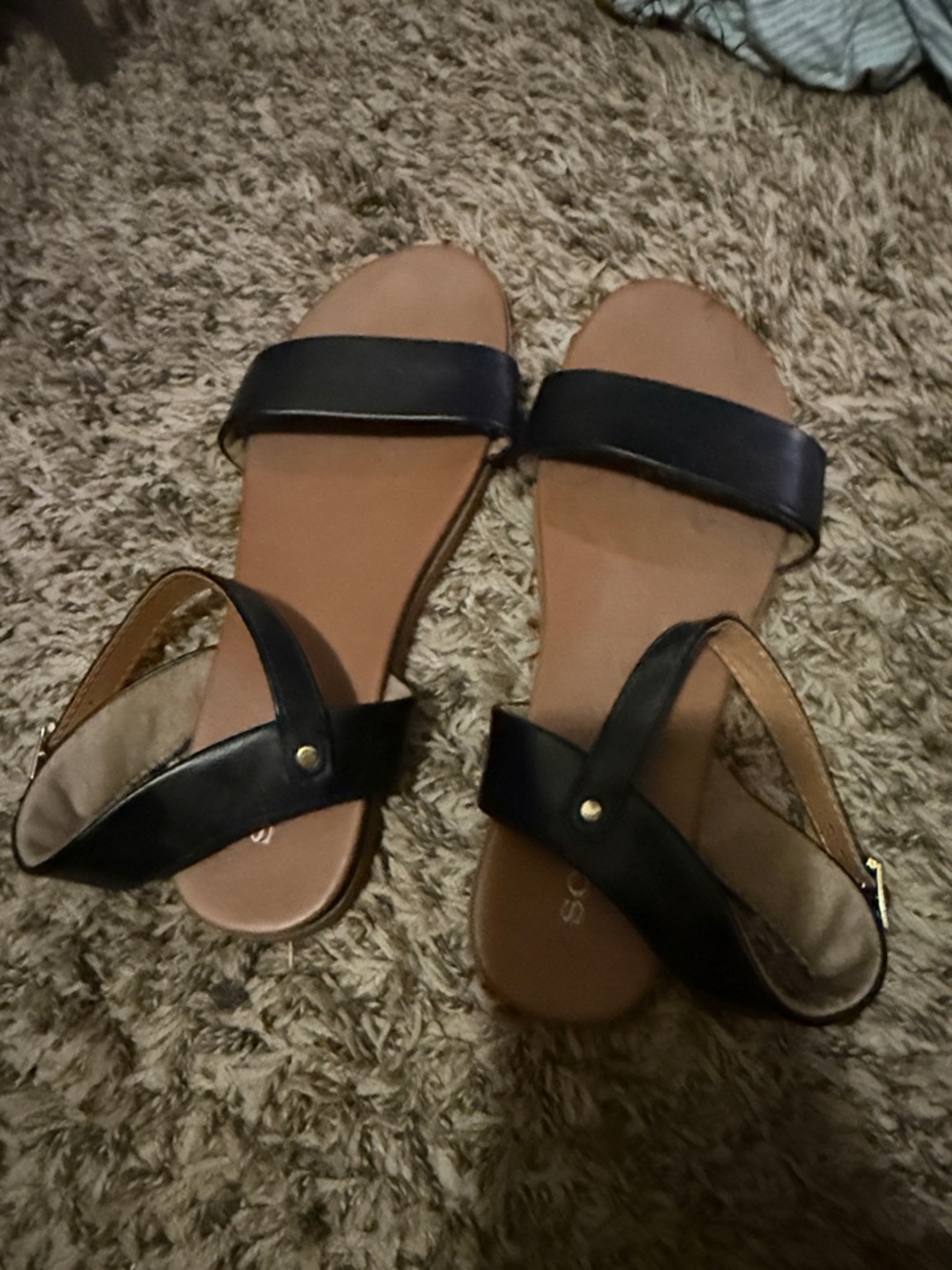 Classic Black Women's Two-Strap Sandals